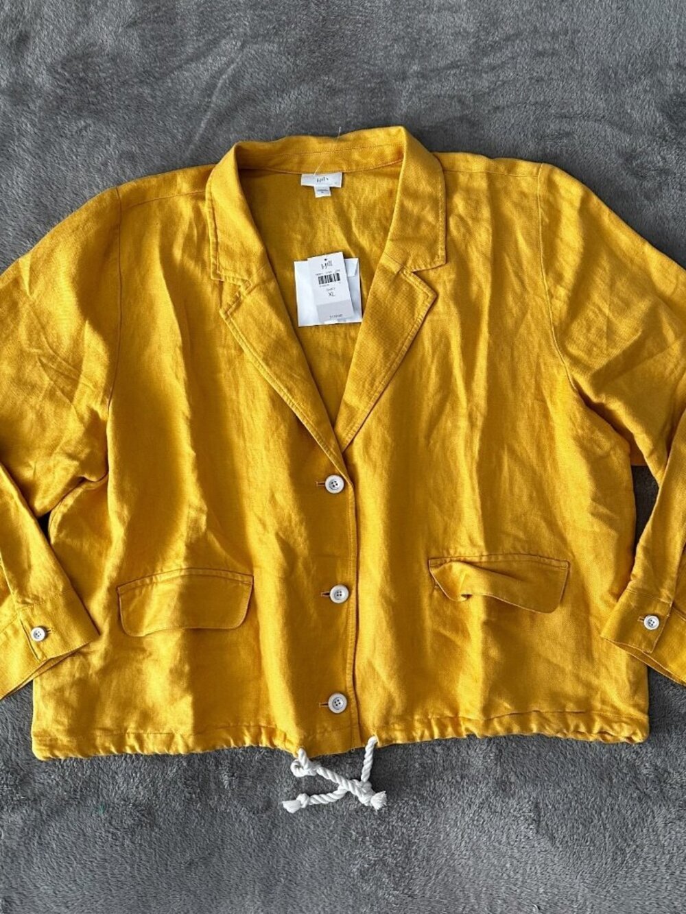 NWT J. Jill Yellow Linen Rayon Button Up Jacket Women's XL